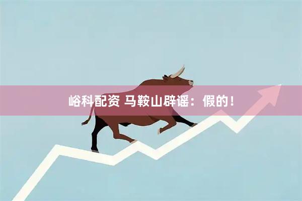 峪科配资 马鞍山辟谣：假的！